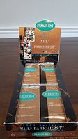 Box open showing multiple unopened packs of 1991 NHL Parkhurst hockey trading cards, each displaying the Parkhurst logo and branding.