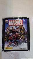 Front of sealed Marvel 80 Years Anniversary sticker pack showing various Marvel superheroes including Spider-Man, Captain America, and Iron Man with Marvel and Panini logos.