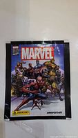 Front of unopened Marvel Anniversary sticker pack with Marvel superheroes artwork