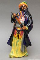 Front side of the Blue Beard Royal Doulton porcelain figurine showing full figure with sword in hand.