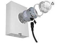 Transfer switch assembly in white enclosure with 20 ft cord and L14-30 connector