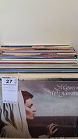 Top view of vinyl LP records showing Maureen McGovern album cover at front.