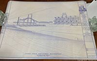 Blueprint showing a stadium perspective drawing labeled 'Coors Field Expansion Masterplan' with lower seating view.