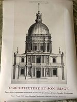 Front side of the poster showing the architectural drawing of Les Invalides dome and the portal with French text.