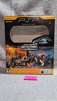 Front view of the Star Wars Battlefront II PSP console box showing artwork and window where the console would be displayed.