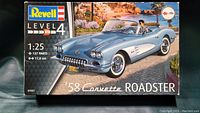 Box of Revell Level 4 1:25 scale '58 Corvette Roadster model showing artwork and scale size.