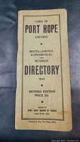 Front cover of the 1945 Town of Port Hope Ontario directory with title and publication info.