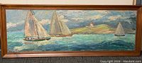 Full view of framed oil painting showing overall appearance and frame condition