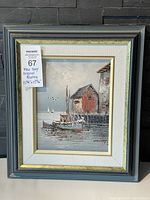 Frontal view of framed Max Savy painting showing overall artwork and frame details.