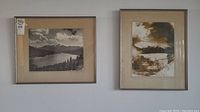 Both framed and signed vintage photographs displayed side by side on a wall.