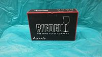 Box of Riedel Accanto white wine glasses showing branding and product name.