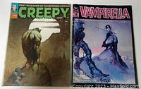 Both comic books Creepy #32 and Vampirella #4 side by side showing the full covers.