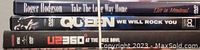 Side spines of three concert DVDs: Roger Hodgson, Queen, U2 360 at The Rose Bowl.