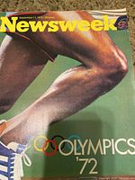 Cover of the Newsweek magazine from 1972 with an athlete's legs and the text Olympics '72.