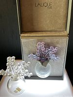 Both perfume bottles displayed in original Lalique box with velvet lining