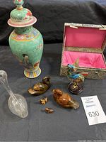 Overview of all lot items on black background