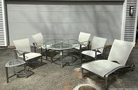 Full set including table, 4 chairs, chaise lounge and side table
