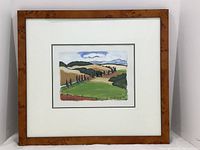 Full view of framed painting on white background