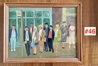 Full view of the framed painting showing overall composition and frame condition