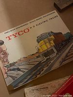 Top of original Tyco HO electric train set box showing illustration of train and branding