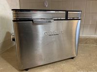 Front view of stainless steel exterior with embossed Cuisinart logo
