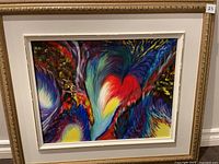 Full view of framed abstract painting