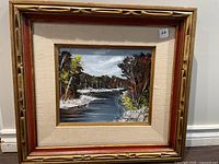 Full view of framed oil painting showing frame and artwork