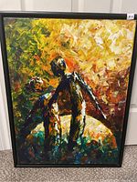 Front view of framed abstract painting