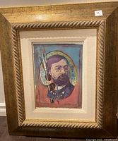 Full view of framed JW Stewart artwork showing frame style and matting