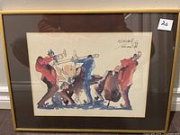 Full view of framed Leo Meiersdorff jazz band artwork