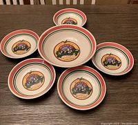 Photo of all six pasta bowls together showing design and sizes.