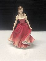 Front view of Royal Doulton Pretty Ladies Special Friend figurine in pink gradient dress.