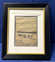 Full view of framed pen and ink painting by H.D. Anderson with title on the matting