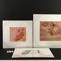 Three Chick Bragg etchings displayed against a black background, showing the works and their signed titles and numbers.