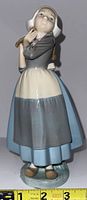 Front view of the Lladro Dutch Girl porcelain figurine showing details of the face and clothing.