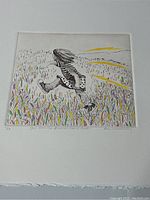 Closeup of one numbered print titled 'Girl from the Animal Dance Book' showing a girl jumping through grass, signed by Ann Weatherby.