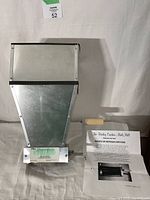 Front view of Barley Crusher Malt Mill with hopper, hand crank, and instruction sheet.