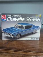 Front box image showing AMT brand and 1969 Chevrolet Chevelle SS 396 model with blue car artwork.