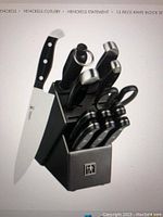 Full view of the knife block set assembled with knives and tools inserted.