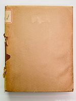 Front cover of a large old brown stamp album with a red-bordered white label reading 'MINT' on spine, showing wear and tear.