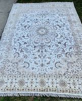 Full view of carpet laid flat showing overall pattern and condition