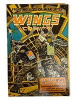 Front cover of Wings Comics No. 61 showing two WWII aviators in a cockpit and the title with storyline details.
