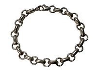 Sterling silver Italian link bracelet shown flat on white background, lobster claw clasp visible