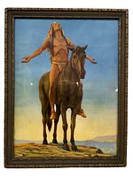 Full view of the framed 1930s print showing the Native American man on horse titled 'Appeal to the Great Spirit'