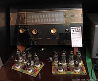 View of Westinghouse radio front panel with knobs and tuning scale, project tag visible