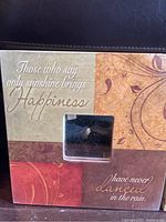 Photo of 12x12 art print with 3.5x3.5 mirror and quote about sunshine and dancing in the rain.