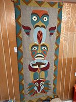 Full view of the vertical totem pole wall hanging showing entire design and border