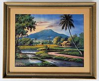 Framed oil painting showing the entire artwork with visible signature and frame edges