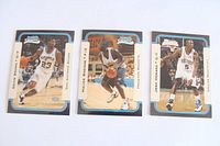 Photo of 3 basketball rookie cards featuring Devin Brown, Malik Rose, John Howard in 2003 Bowman Chrome series.