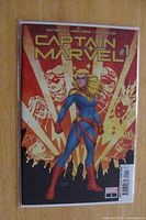 Front cover photo of Captain Marvel #1 comic book 2019 Cover A in mint condition showing vivid colors and detailed character artwork.